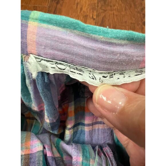 Vintage 80s Pastel Button Front Plaid Cotton Pleated Midi Skirt Size 8/10 Med. - Picture 6 of 6